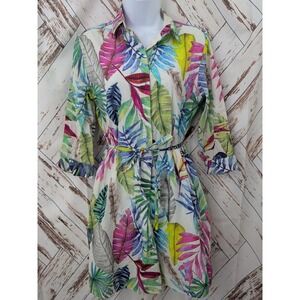 Vilagallo Adrianna samoa leaf print shirt dress